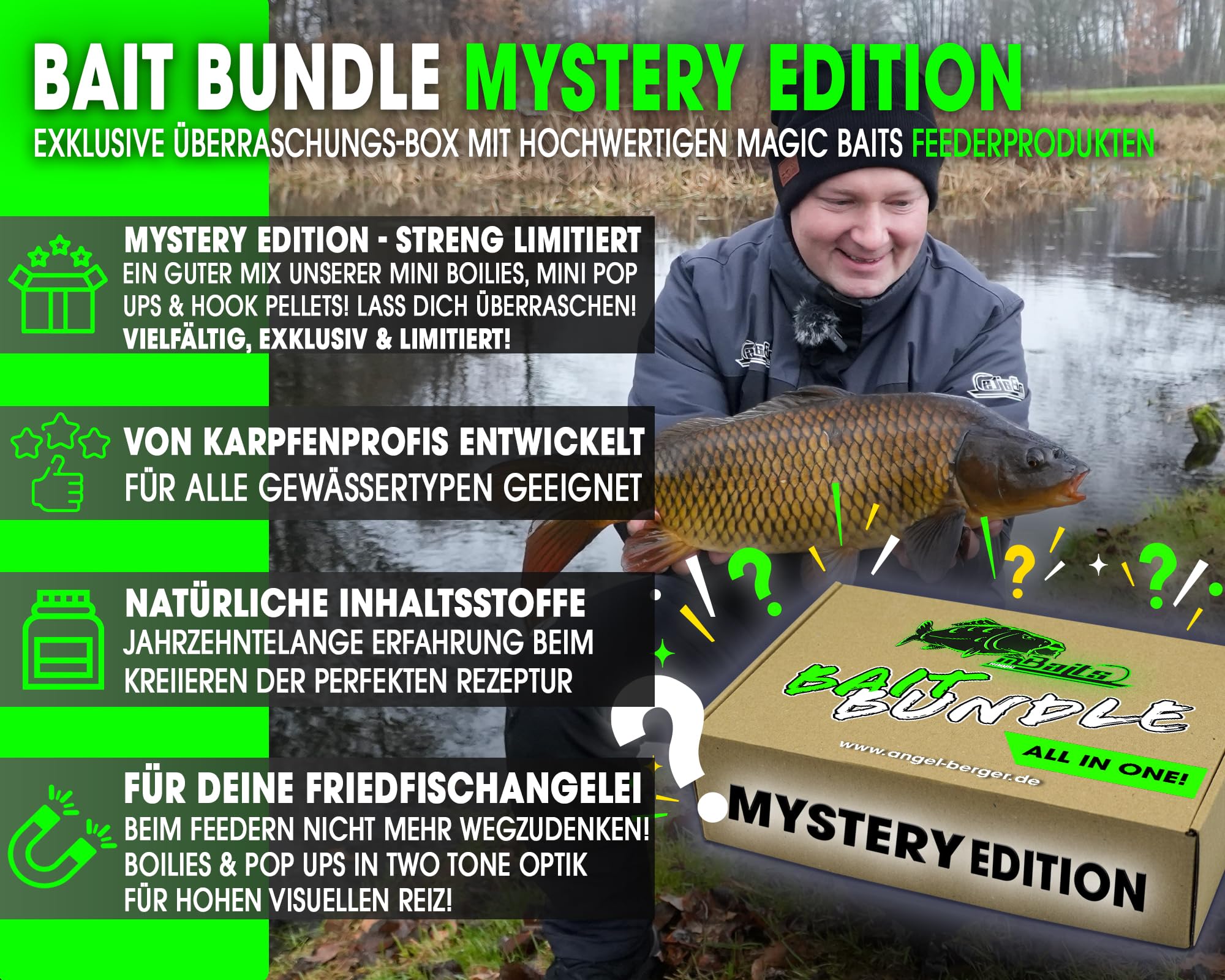 Angel-Berger Magic Baits Mystery Edition Feeder Surprise Lot de mini bouillettes Mini Pop Ups Feeder Pellets Pack économique pour pêche au feeder Appâts à hameçons