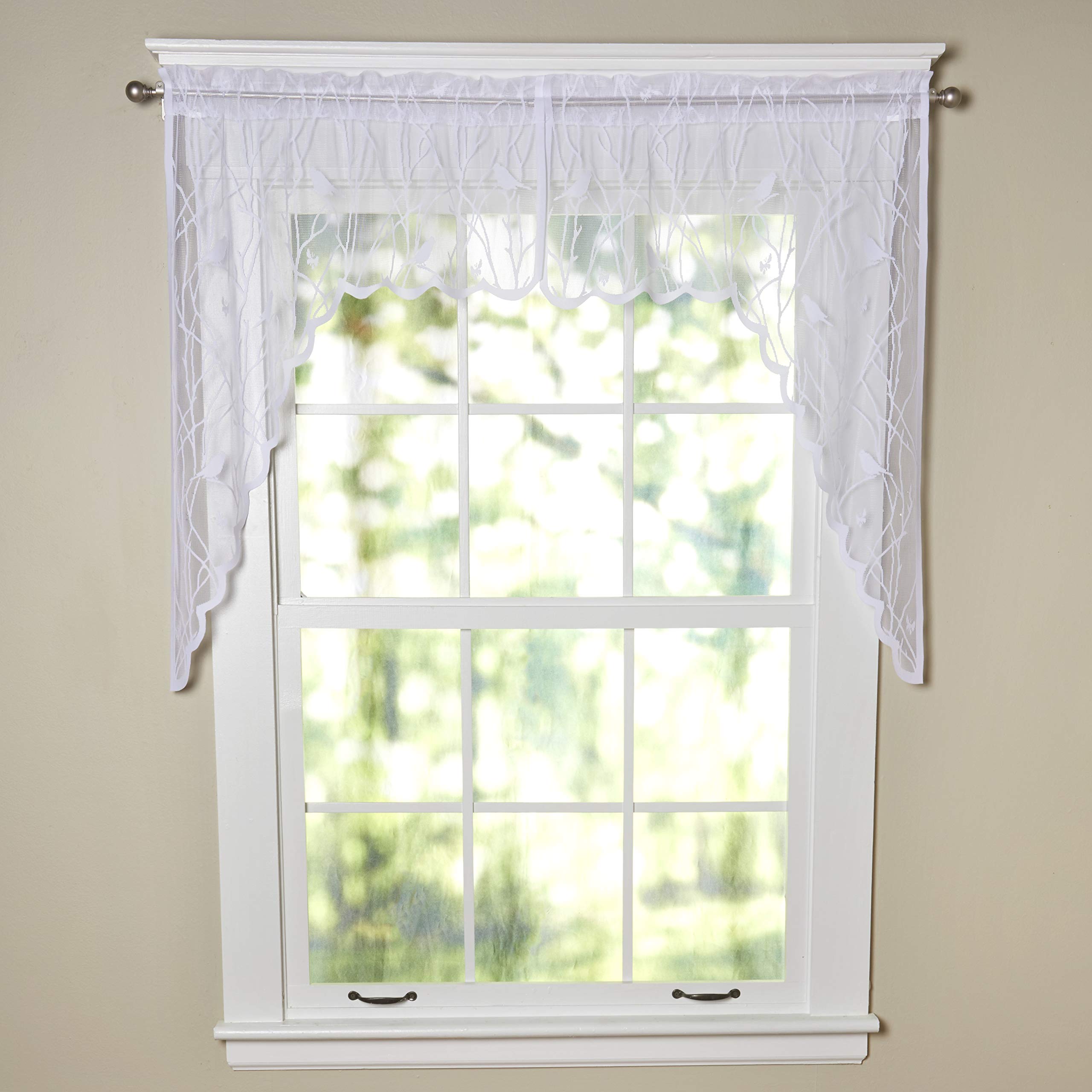 Forest Songbird Lace Swag White White Swag 38