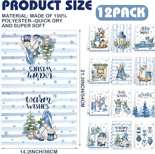 Miniatura 2 de 12 paños de cocina y paños de cocina de Navidad absorbentes para árbol de Navidad, renos, camiones, toallas de mano para decoración de Navidad,