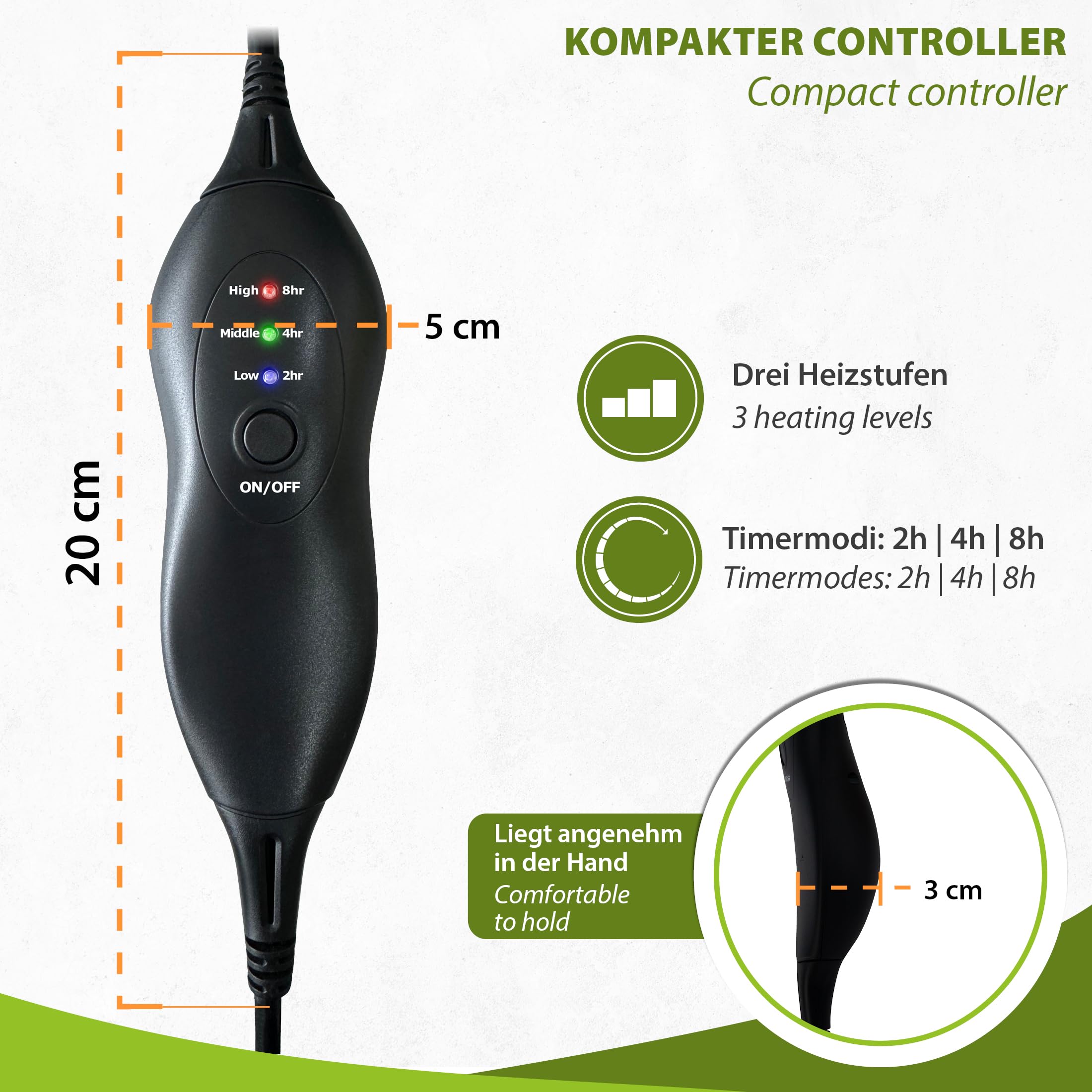 Mi-Heat Beheizbare Teppich-Unterlage 180 x 280 cm – großflächige Fußwärme | Unter Teppich Heizung Heizteppich Fußmatte Wärmeteppich bis 30°C - 3 Heizstufen und Timer