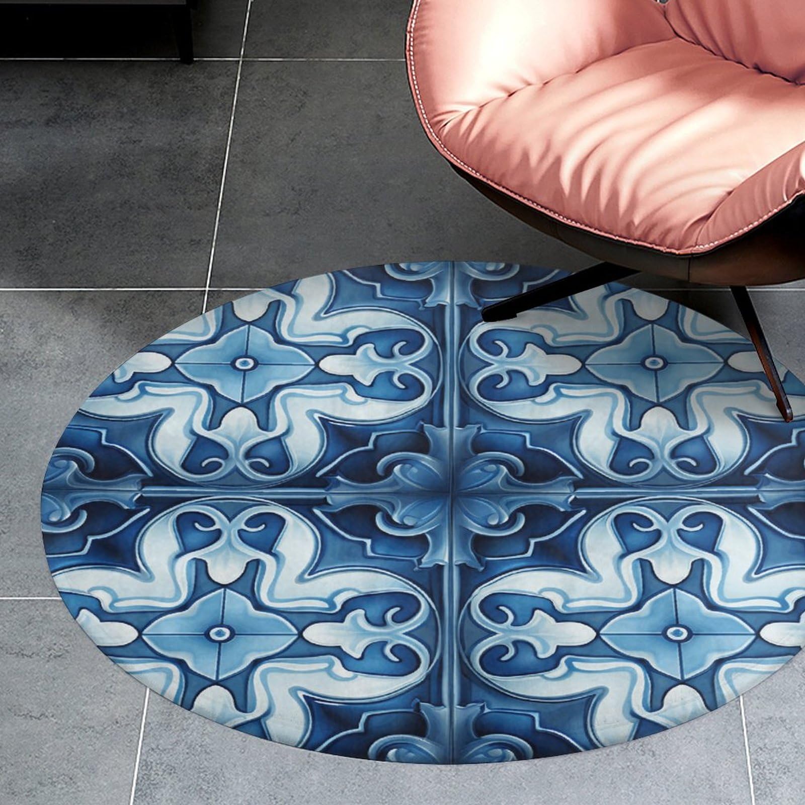 Tapis de bain absorbant et antidérapant rond à motif texturé