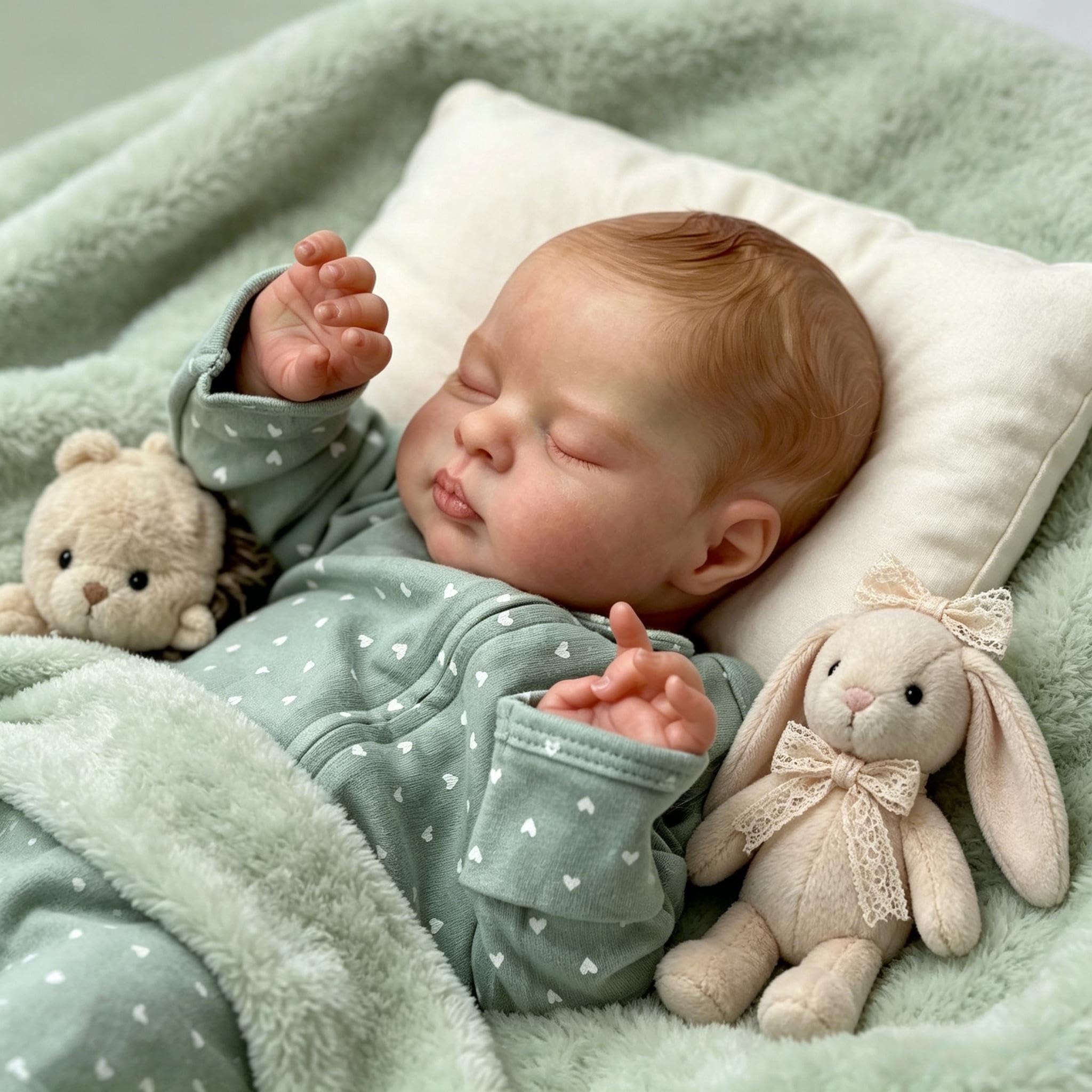RXDOLL Realistyczne lalki Reborn Baby Dolls Close 45 cm prawdziwe lalki niemowlęce z miękką winylową tkaniną ciało realistyczne śpiące noworodki lalka ręcznie obciążona zabawka dla dzieci prezenty