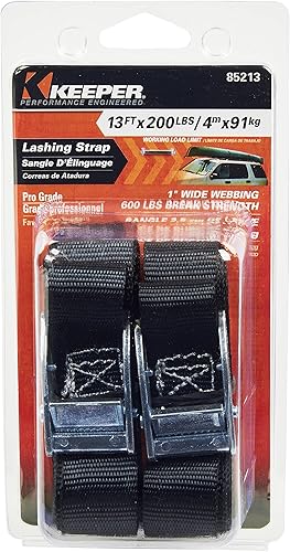 Miniatura 3 de Keeper Hampton PROD - Correa de amarre de carga de 1 pulgada x 13 pies, paquete de 2, 200 libras, límite de carga de trabajo
