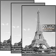 MCS Studio Gallery Movie Poster Frame 27x40 Gray Woodgrain, Vertical & Horizontal Wall Hanging Large Picture Frame for Photos, Artwork & Custom Posters (2-Pack)