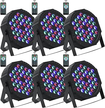 6 Pcs 36 LED RGB Stage Lights with Remote Control for Events and Parties