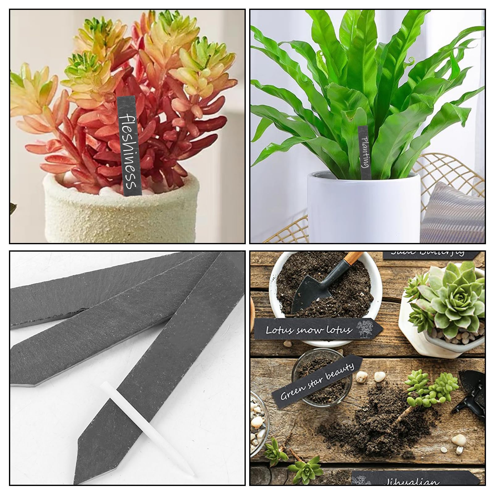 30 Stück 15x2CM kräuterschilder Schiefer, Pflanzenschilder zum Beschriften, Kräuterstecker Pflanzenstecker Blumenstecker, Garten Schiefertafel Schilder Gartenschilder für Draußen Wetterfest
