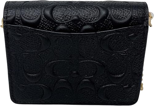 Miniatura 2 de Coach Signature - Mini cartera de piel con cadena estilo n C7361 color negro