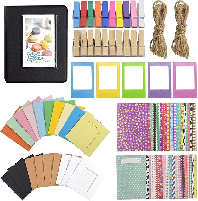 8 in 1 Instant Camera Accessories Include Photo Album, Film Frame, Wall Hanging Frame, Table Frame, Clips, Hanging String, Mixed Border Sticker, For Fujifilm Instax Mini 11, 9, 8, 8+ & More
