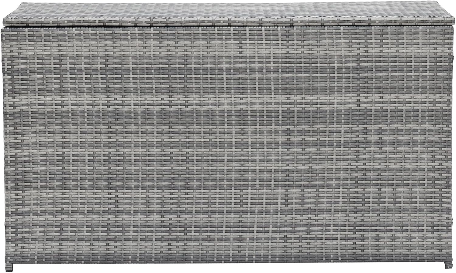 Teamson Home 154 Gallon Lined Weather Resistant Outdoor Rattan Wicker Patio Deck Storage Box with Soft Close Hinges for Patio Furniture Cushions or Pool Accessories, Gray