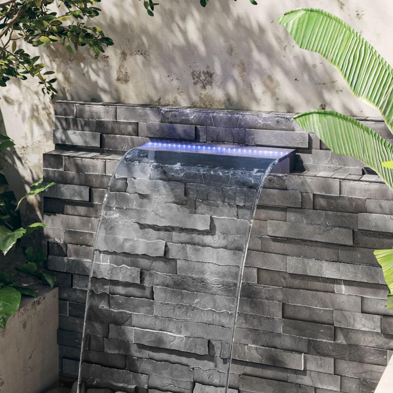 Fuente Cascada conRGB acrílico 60 cm, Cascadas para Piscinas, Fuente Piscina, Fuente Jardin, Estanque Jardin, Fuente Cascada, Cascada Estanque - SPU:151403