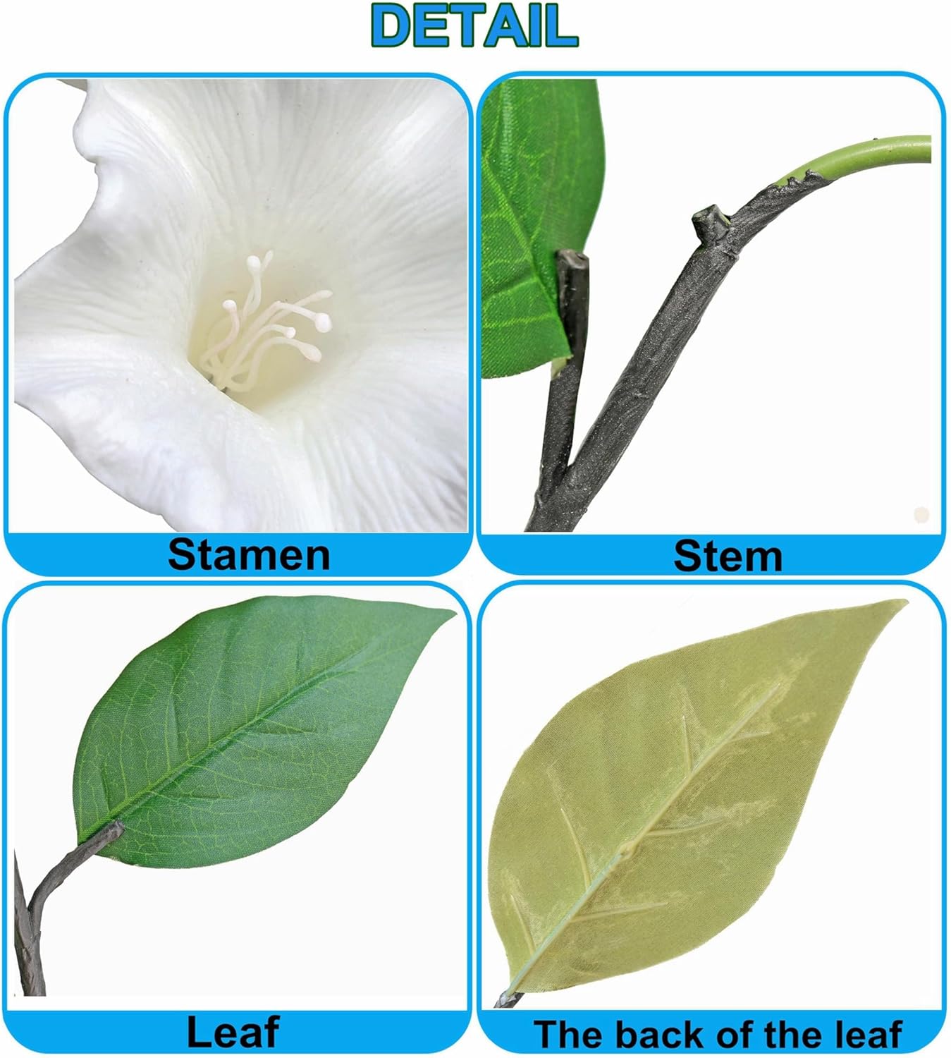 2PCS Artificial Datura Flowers Fake Real Touch Long Stems PU Lily Flowers for Home Spring Summer Floral Decoration