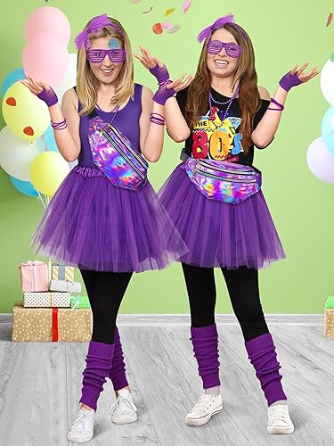 Miniatura 7 de AOTHSO Conjunto de 24 piezas de accesorios para disfraz de los años 80 para mujer, camiseta de cosplay de los años 80, pantalones tutú, espalda