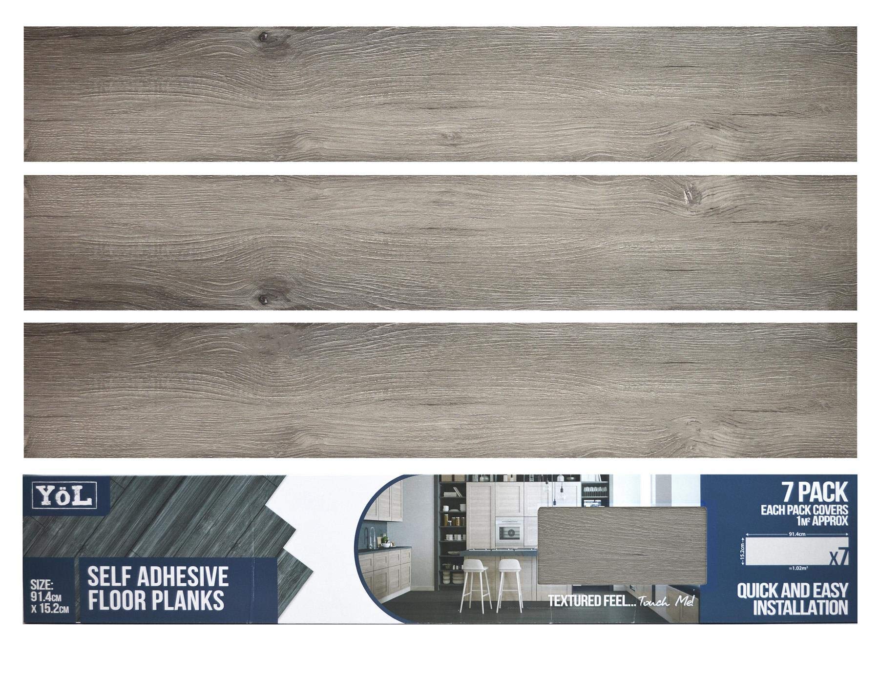 Floor Planks Tiles Self Adhesive Dark Grey Wood Vinyl Flooring Kitchen Bathroom 5056301433974