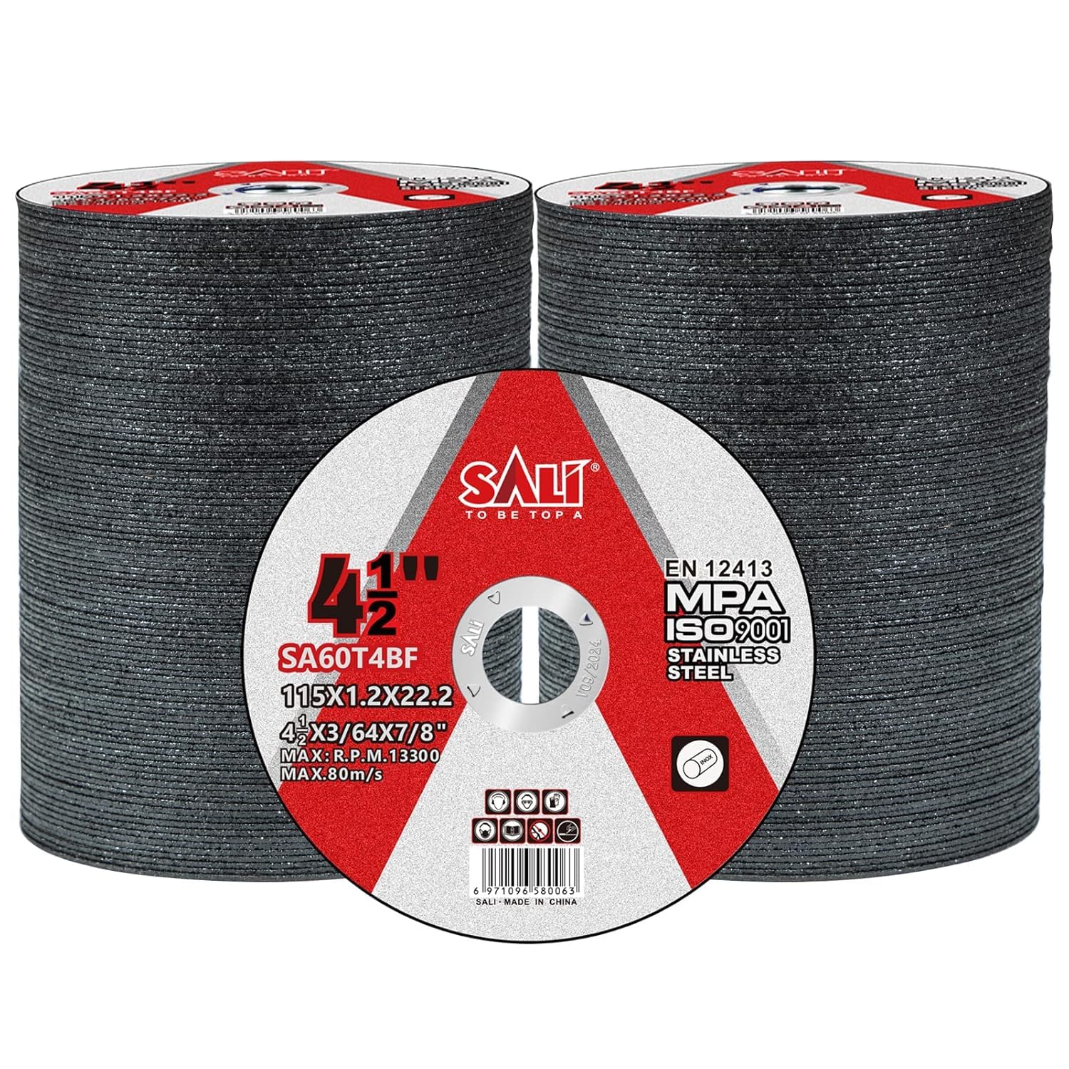 SALI 50 Pack 4-1/2 Inch Cut Off Wheels, Thin Cutting Discs .045" x 7/8" with Aluminum Oxide Grit, Aggressive Cutting for Metal & Stainless Steel, Compatible with Angle Grinders