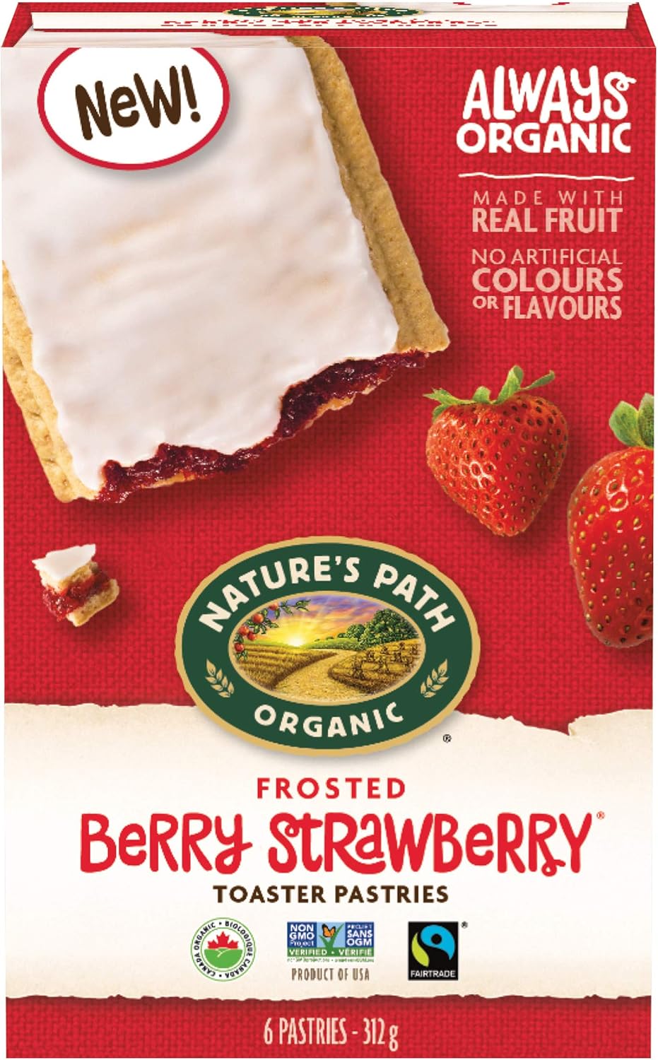Nature's Path Organic Strawberry Frosted Toaster Pastries 312g Box