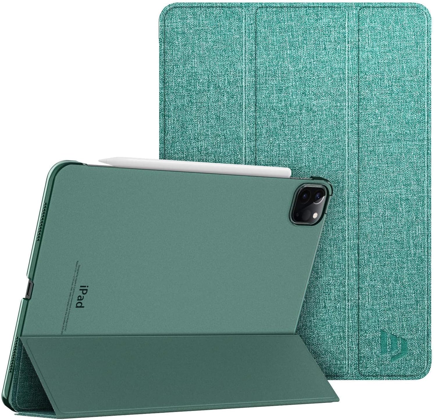 Dadanism New iPad Pro 12.9 inch 2020 Case 4th Generation, Ultra Slim Translucent Frosted Hard Back Smart Stand Protective Cover, Auto Wake/Sleep [Support Apple Pencil Pair/Charging] - Denim Sage