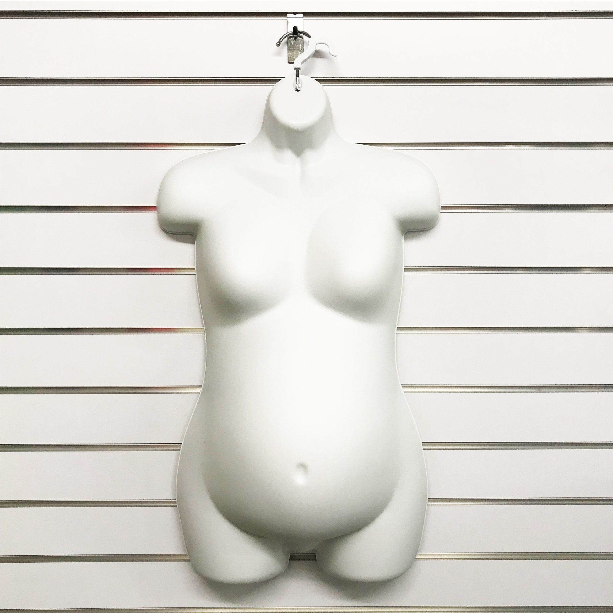 Completeshopfittings Women's White Matt And Gloss Hanging Plastic Body Form Mannequin Torso Bust Display ( Matt Pregnant)