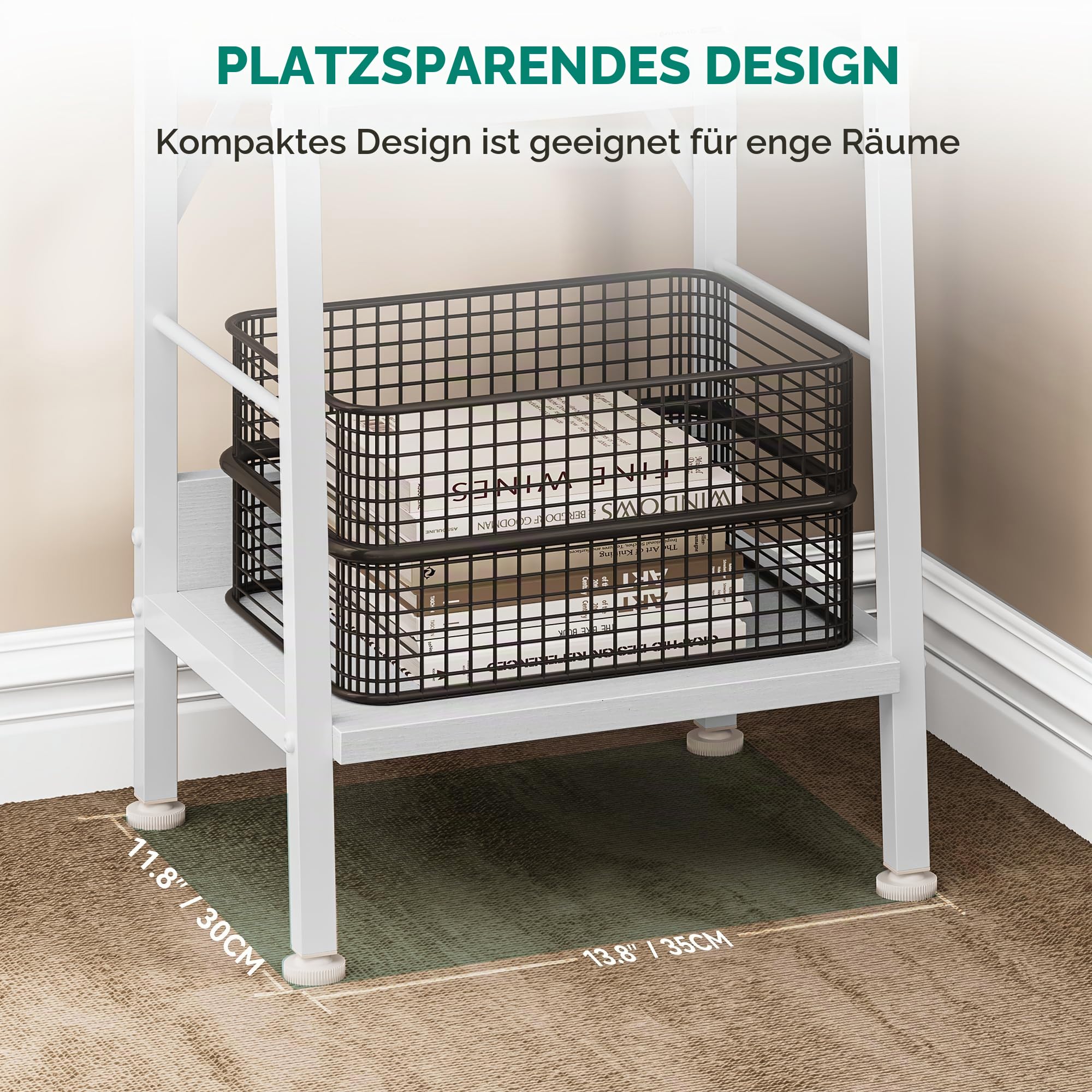 YITAHOME Bücherregal mit 5 Ebenen, industrielles Leiterregal, freistehendes Holzregale und Metallrahmen, modernes Regal für Wohnzimmer, Flur, Büro, reinweißes
