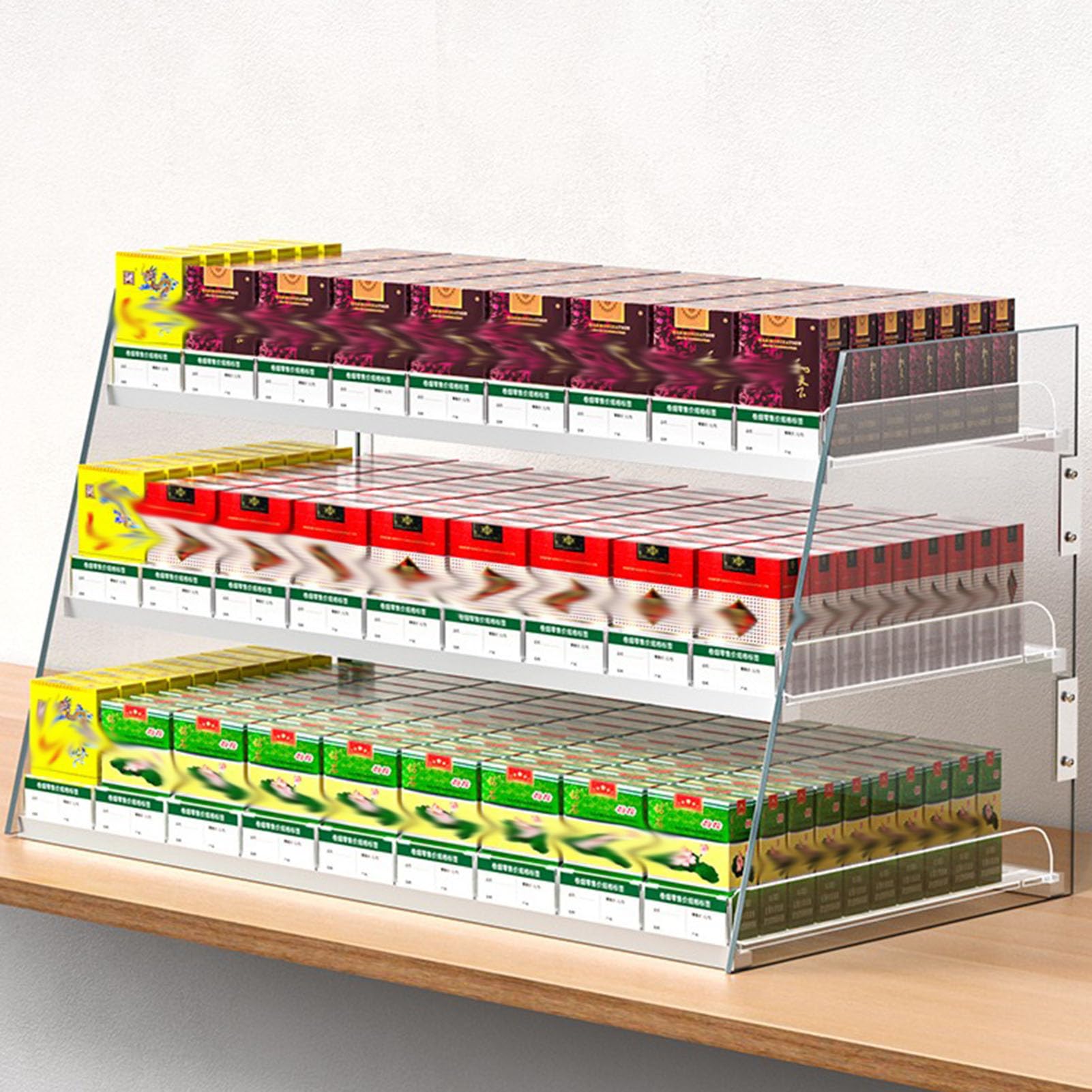 Wandmontierter Convenience Store Zigarettenregal，automatischer Zigarettenschieber-tablett-tabak-ausstellungsstand，einzelhandelsgeschäft Acryl Auto Push Zigarettenschachtel Rack