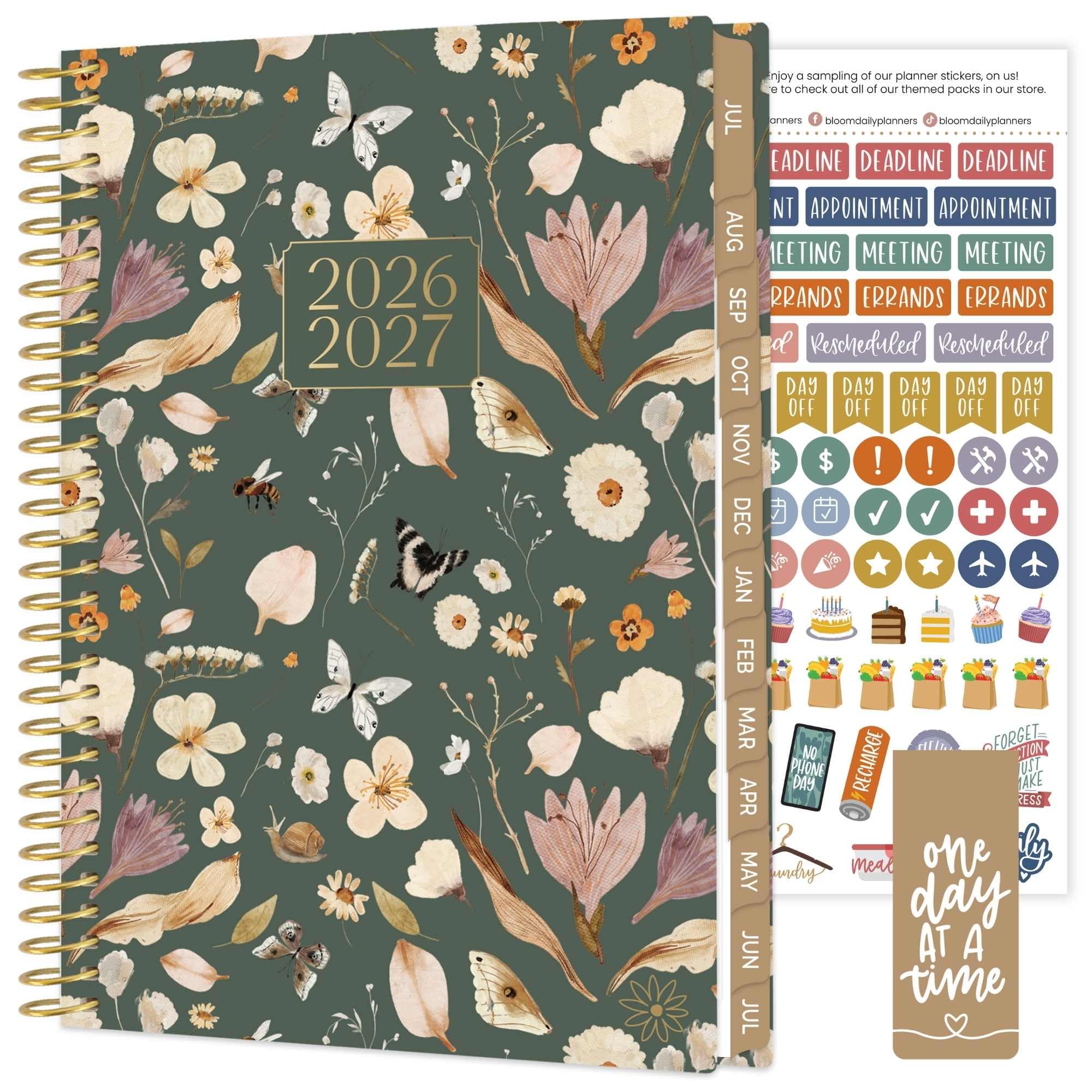 bloom daily planners 2026-2027 Academic Year Daily Planner (July 2026 - July 2027) - Aesthetic A5 Weekly & Monthly Calendar Agenda Organizer Book with Stickers - 5.5" x 8.25" - Butterfly Garden
