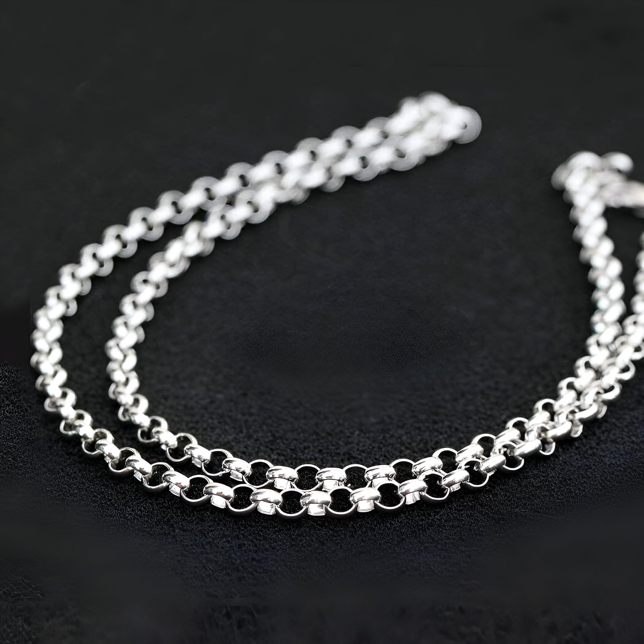 Collana in argento Sterling 925 da 1,3/1,7/2,0/2,9/3,3 mm Belcher/Rolo per donna uomo unisex - 16 18 20 22 24 26 28 30 32 34 36 38 101,6 cm, Argento sterling