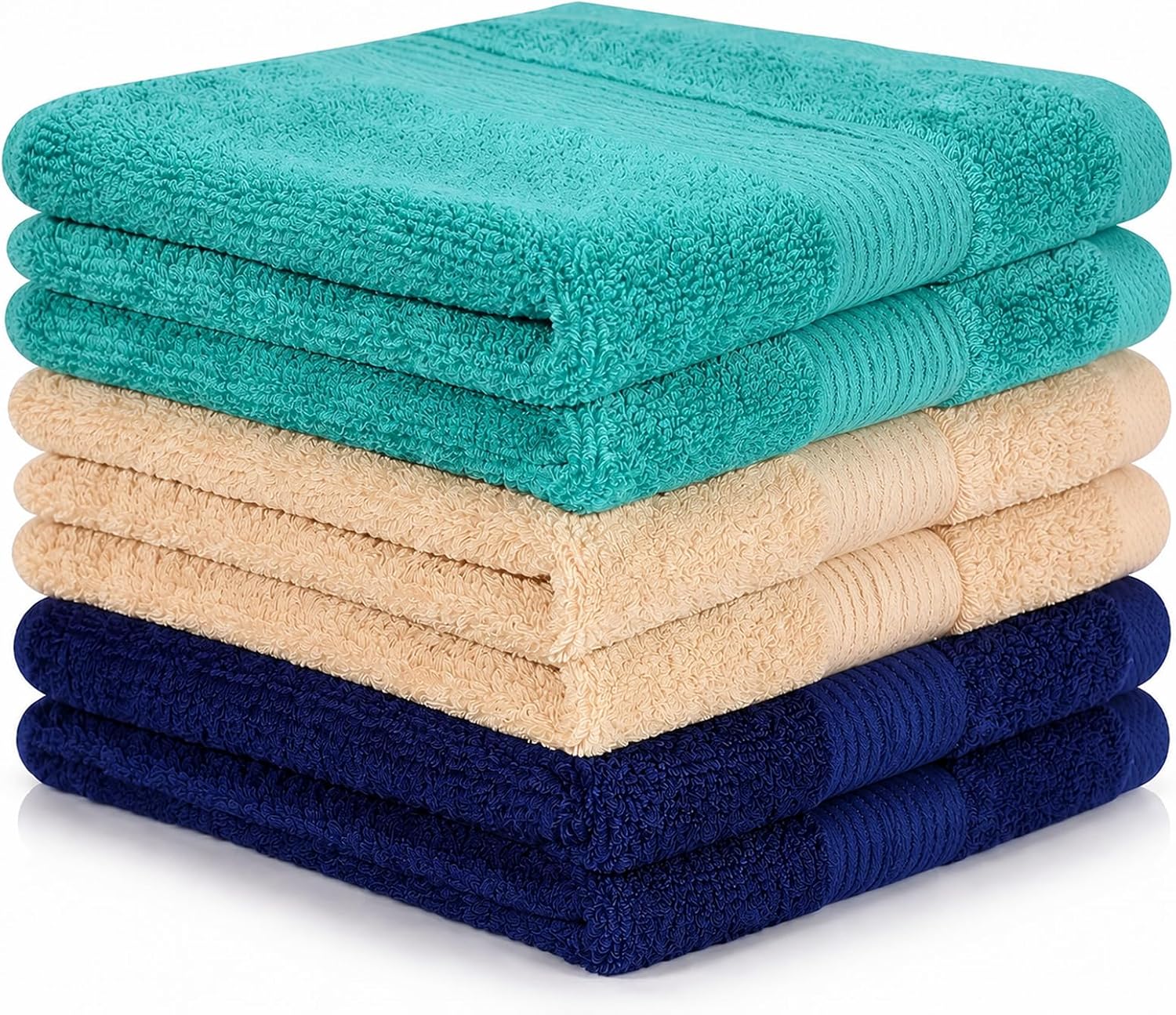 6 Pack Washcloths 13x13 in 100% Cotton Wash Cloths 3colors