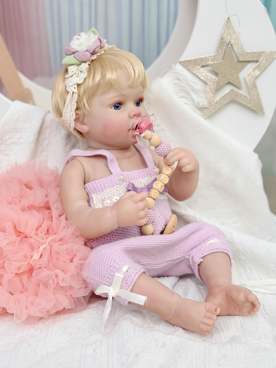 20inch Large Realistic Reborn Baby Doll Hand-Rooted Hair Lifelike Baby Dolls with Accessories for 3+ Year Old Girls Gifts, Pretend Play, Collection