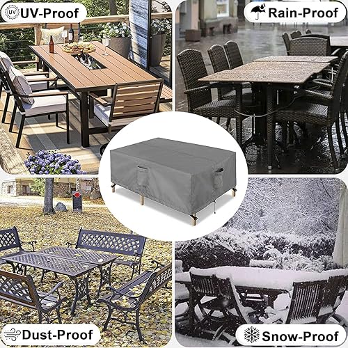 Miniatura 7 de OutdoorLines Juego de fundas impermeables para muebles de mesa de patio al aire libre, funda seccional cuadrada para sofá exterior, resistente a la
