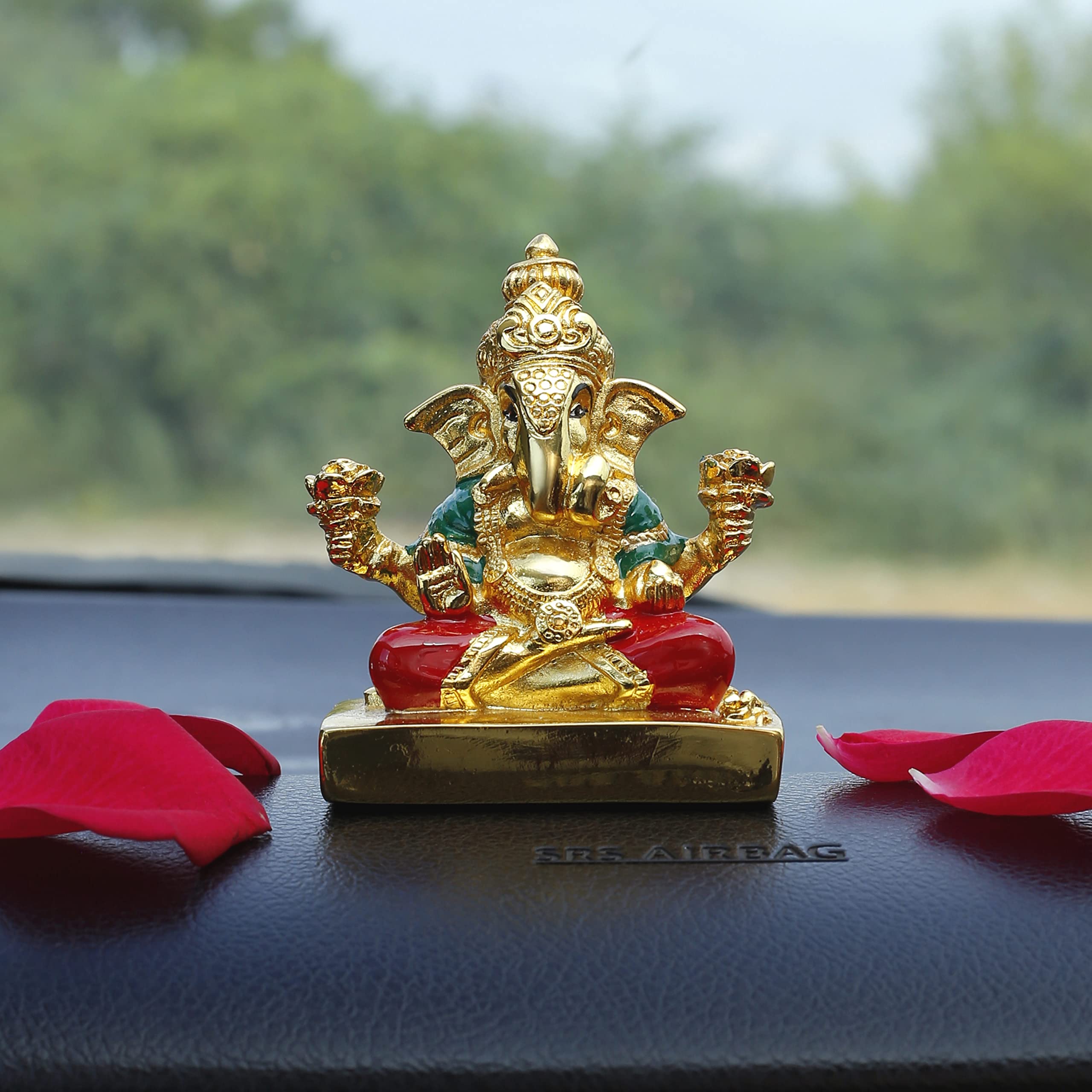 Neodrift Ganesh Idol for Car Dashboard (Real 24kt & 999 Silver Plated, Dual-Tone Gold & Silver) (Model ND11) - Enhance Your Drive