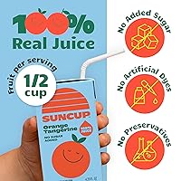 Vista 3 de SunCup Juice - Orange Tangerine (paquete de 40) Caja de jugo de 4.23 onzas con pajita 100% mezcla de naranja y mandarina para niños, paquete a