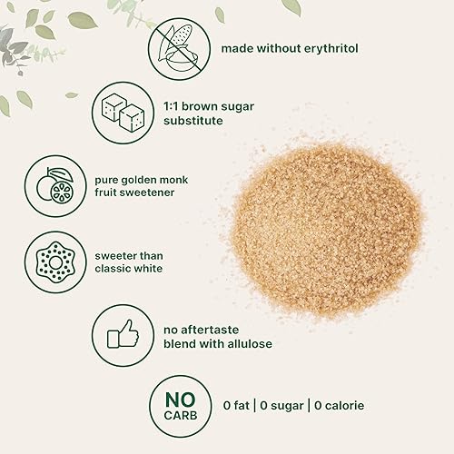 Miniatura 4 de Micro Ingredients Golden Monk - Edulcorante de frutas alulosa, 2 libras, sin eritritol, sin regusto, sustituto de azúcar morena 11, cero calorías,