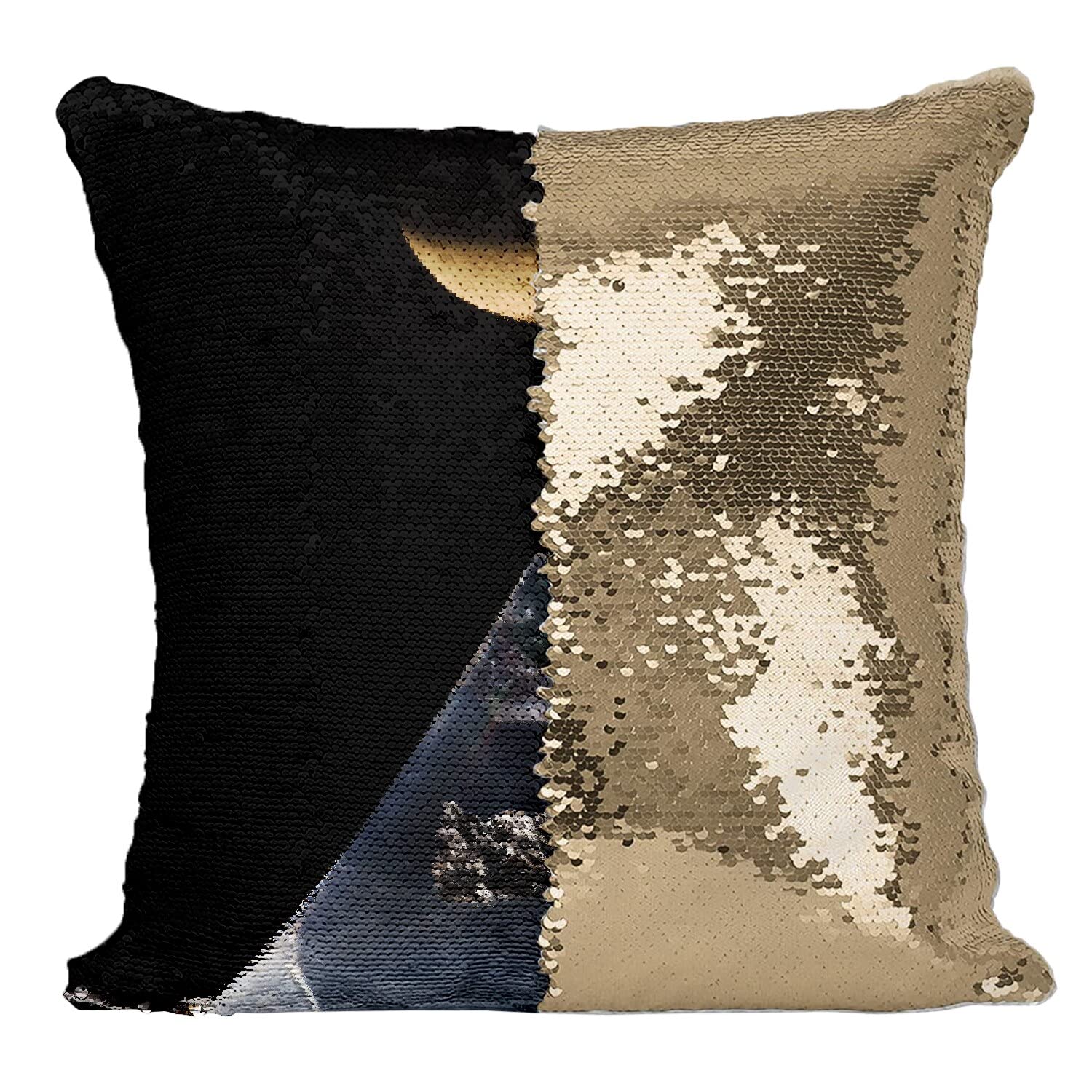 Coussin paillettes dorées Apollo pour une déco de salon cosmique et moderne