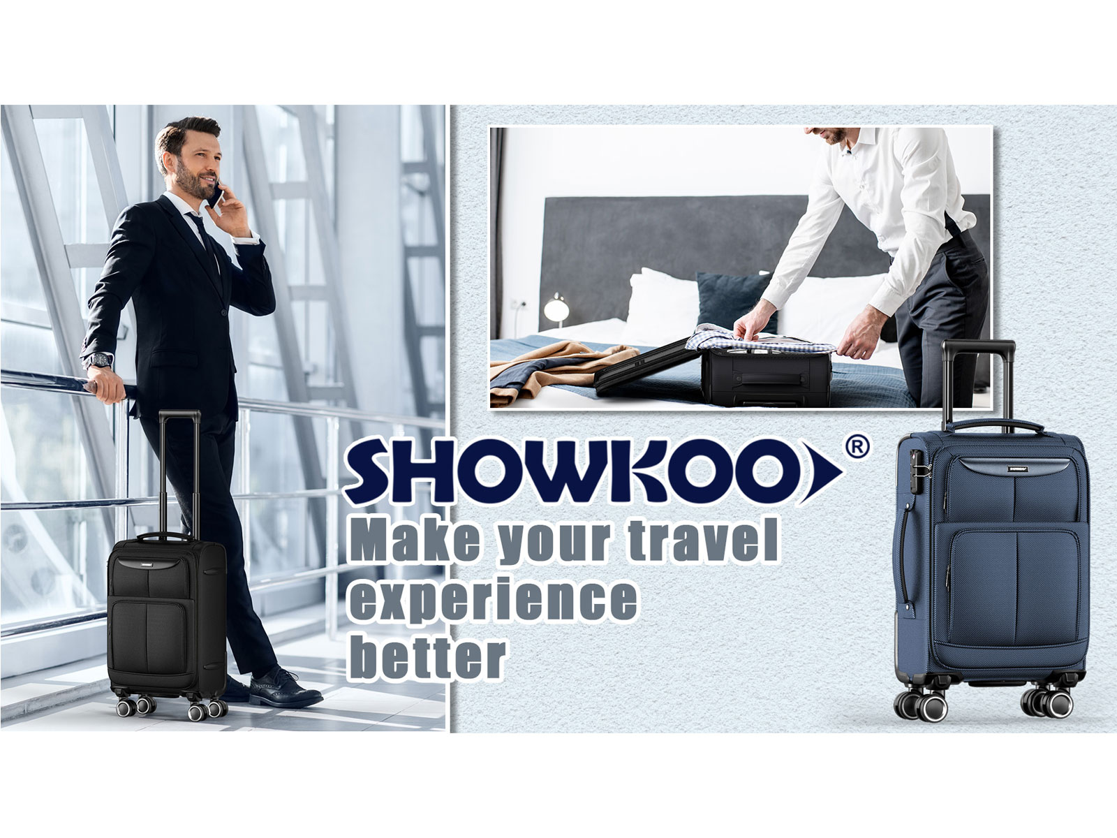 ジョンウセット Amazon.com | SHOWKOO Luggage Sets 3 Piece Softside Expandable