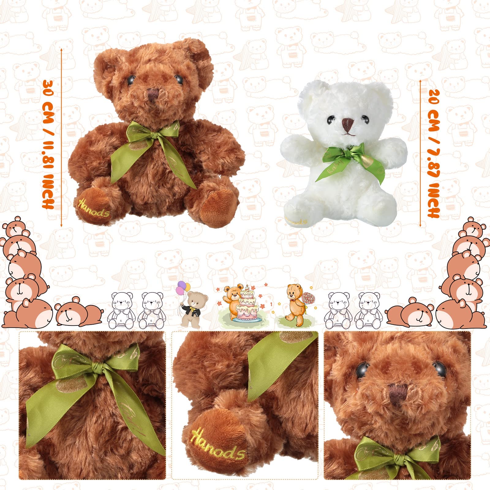 ベージュのリボン付きクマのぬいぐるみ チェックのリボンが付いたクマちゃんぬいぐるみ 1個 くま