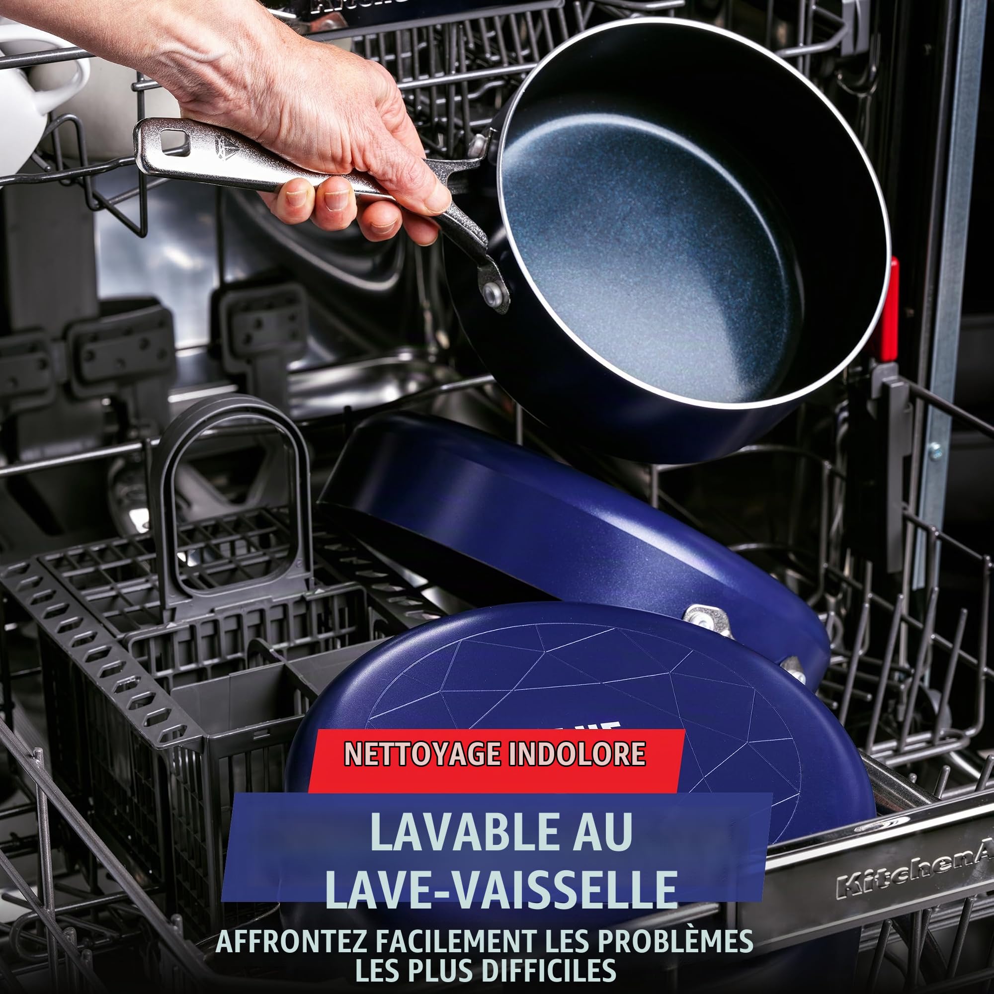Blue Diamond Batterie de Cuisine Antiadhésive, 14 Pièces, Bleu