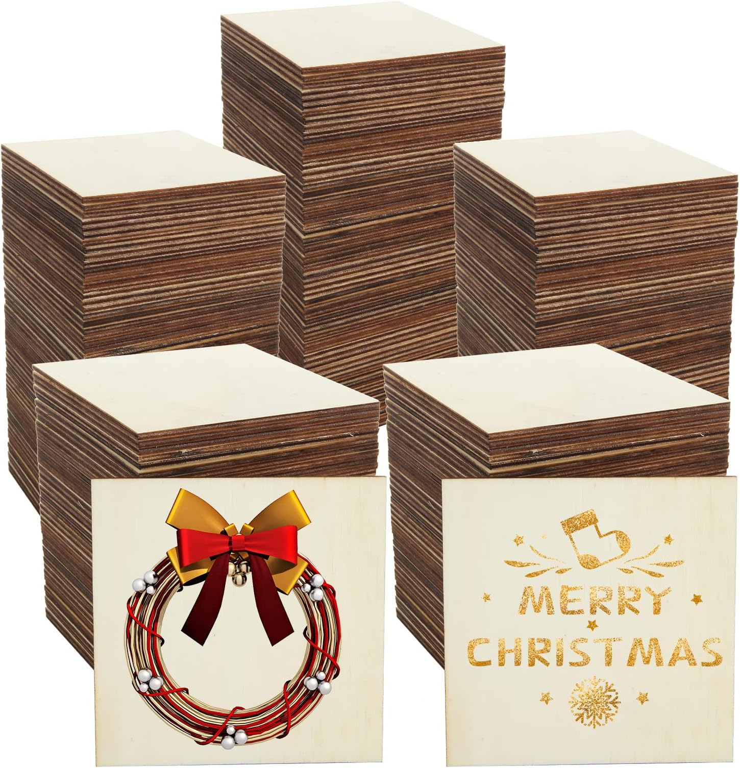 120 PCS Unfinished 4x4 Wood Squares Wood Pieces Blank Wooden Cutouts for Crafts, Natural Wood Slices Wooden Cutout Tiles for DIY Coasters Pyrography PaintingWriting Photo Home Decorations