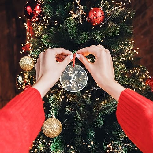 Miniatura 6 de Adornos de Navidad personalizados decoración de Navidad, adorno de cristal de cristal, adorno de Navidad de año de boda, decoración personalizada de