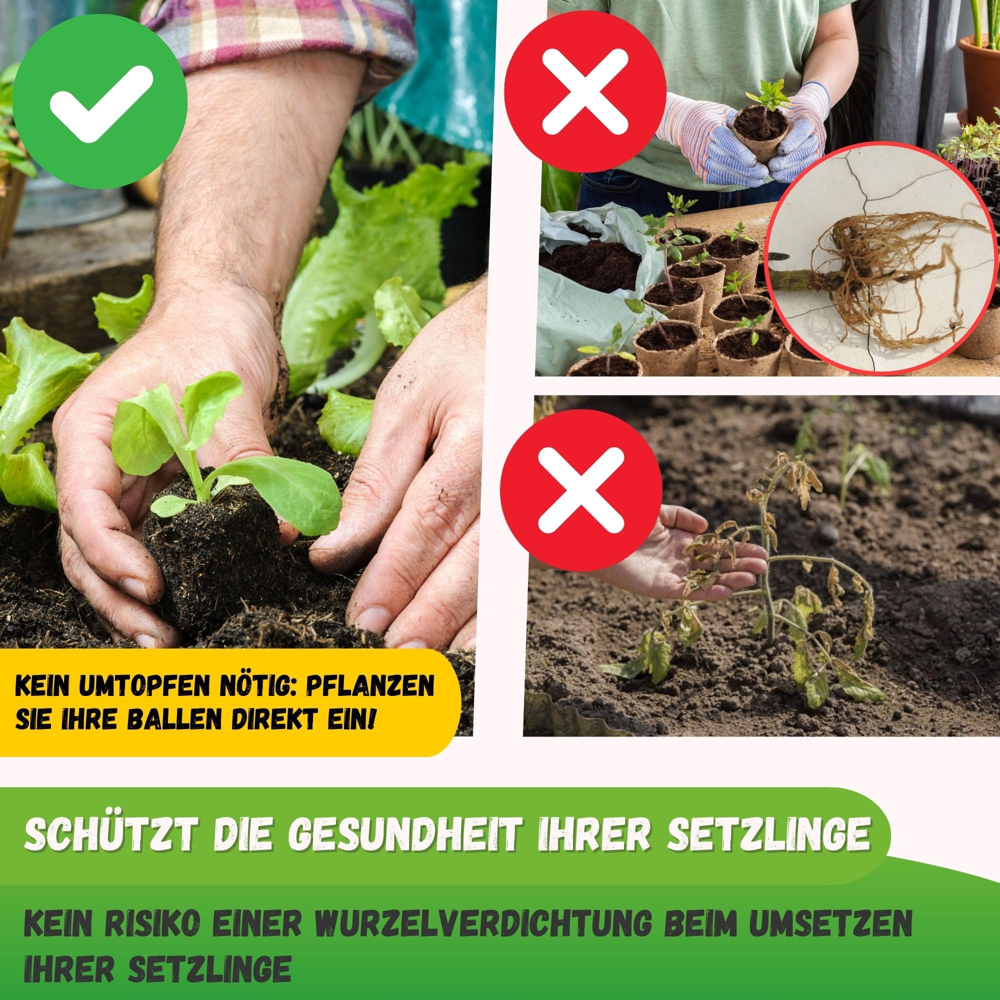 Jarden® Manuelle Erdballenpresse Anzucht – 4X quadratische Erdballen (5x5 cm) – Robuste Erdtopfpresse aus Edelstahl – Perfekt für Keimlinge & Saatgut