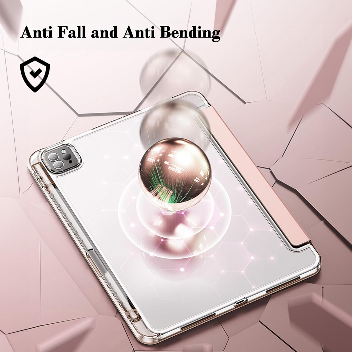 for iPad Pro 11" & iPad Air 10.9" Case with Pencil Holder - Folding Folio Stand Case for iPad Air 6 & 5 & 4 (2024-2020), 2022-2018 iPad Pro (1st-4th Gen) Origami Case - Exquisite Pink - Image 6