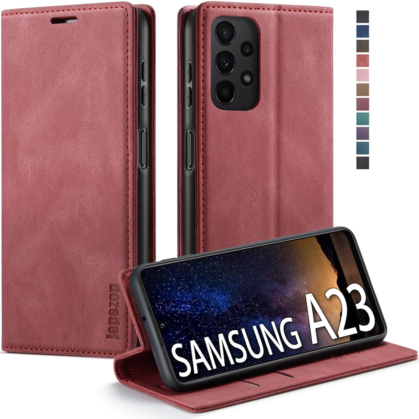 Samsung Galaxy A23 5G Wallet Case with Card Holder [RFID Blocking] Kickstand Magnetic,Leather Flip Case Wallet for Samsung Galaxy A23 5G 6.6 Inch (Red