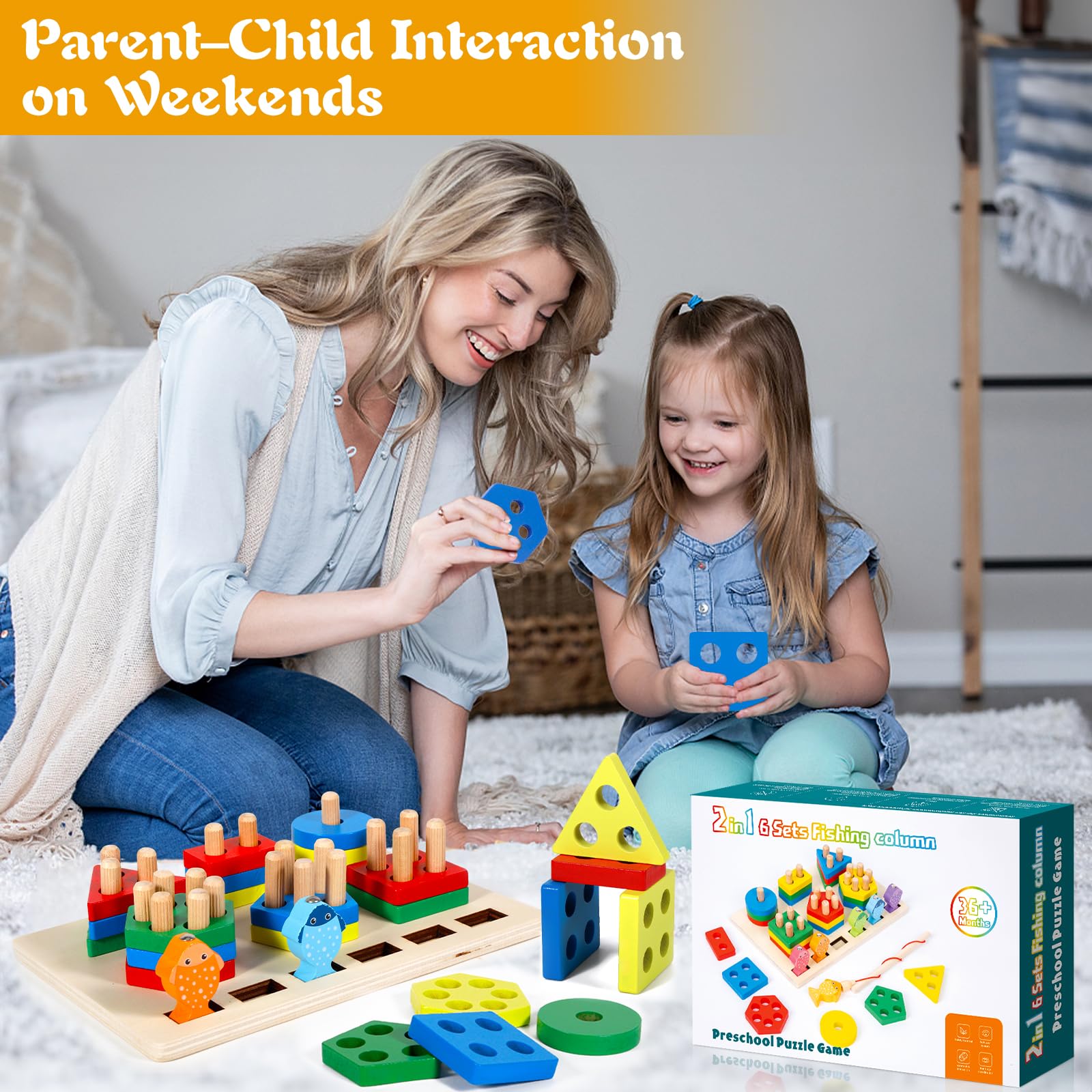 Jeu De Pêche Magnétique En Bois GUHAOOL – Plateau Sceau, 10 Poissons Et 2 Cannes – Apprentissage Montessori Dès 2 Ans – Cadeau éducatif
