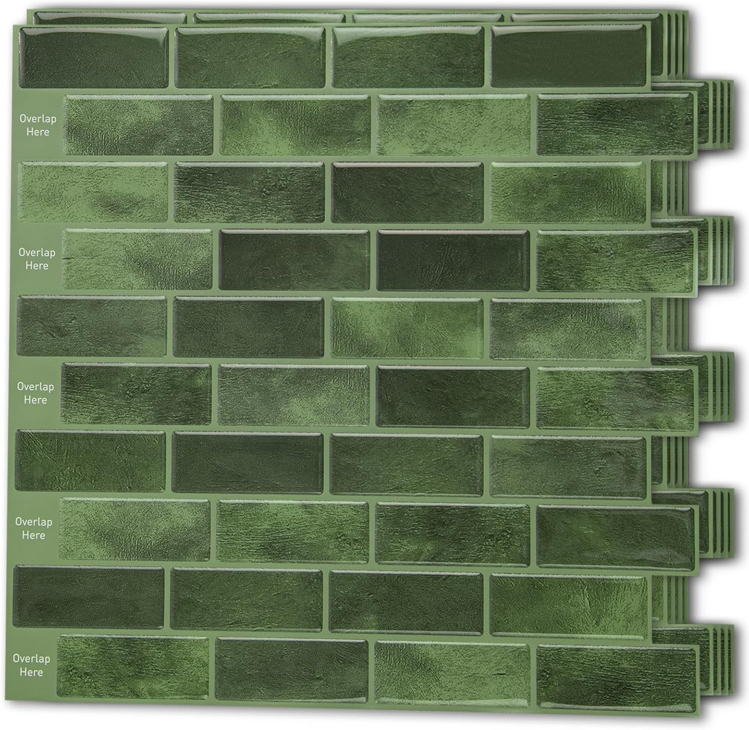Art3d 10-Sheet Kitchen Backsplash Tiles Peel and Stick, Self Adhesive Wall Tile Sticker for Kitchen Island Bathroom Laundry Room RV Renter 12" x 12" - Jade Green