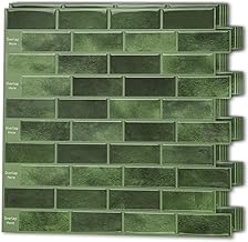 Art3d 10-Sheet Kitchen Backsplash Tiles Peel and Stick, Self Adhesive Wall Tile Sticker for Kitchen Island Bathroom Laundry Room RV Renter 12" x 12" - Jade Green