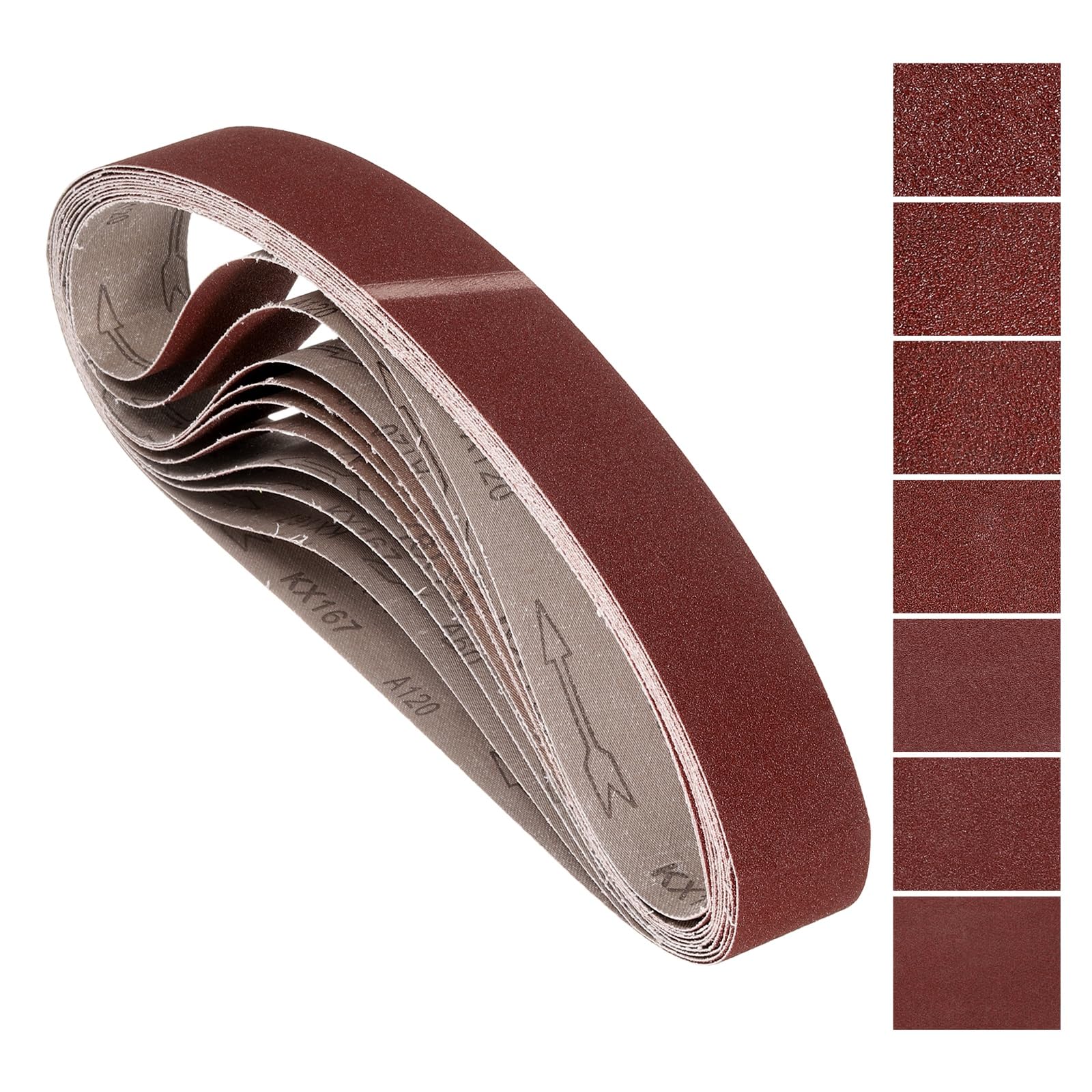 Kozelo 14Pcs Sanding Belts 50mm x 1067mm 40/60/80/120/180/240/400 Grit Aluminum Oxide Abrasive Sandpaper for Belt Sander Metal Grinding Wood Working Weld Rust Removal