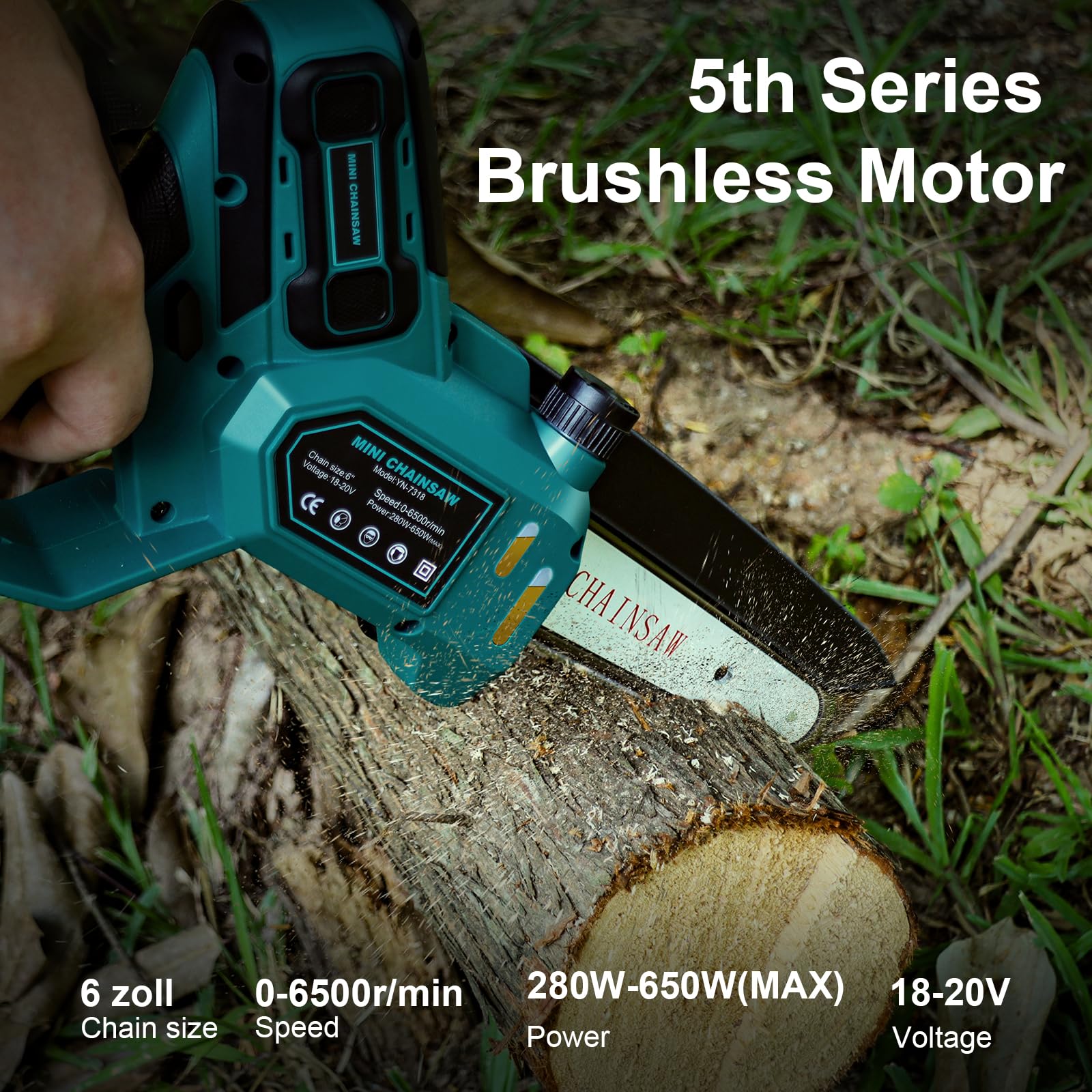 QUPERR Akku Astsäge 15cm Kompatibel mit Makita 18V Akku, Bürstenlose Mini Akku Kettensäge mit Automatischer Kettenschmierung zum Holzschnitt und für Gartenarbeit (ohne Akku und Kettenöl)