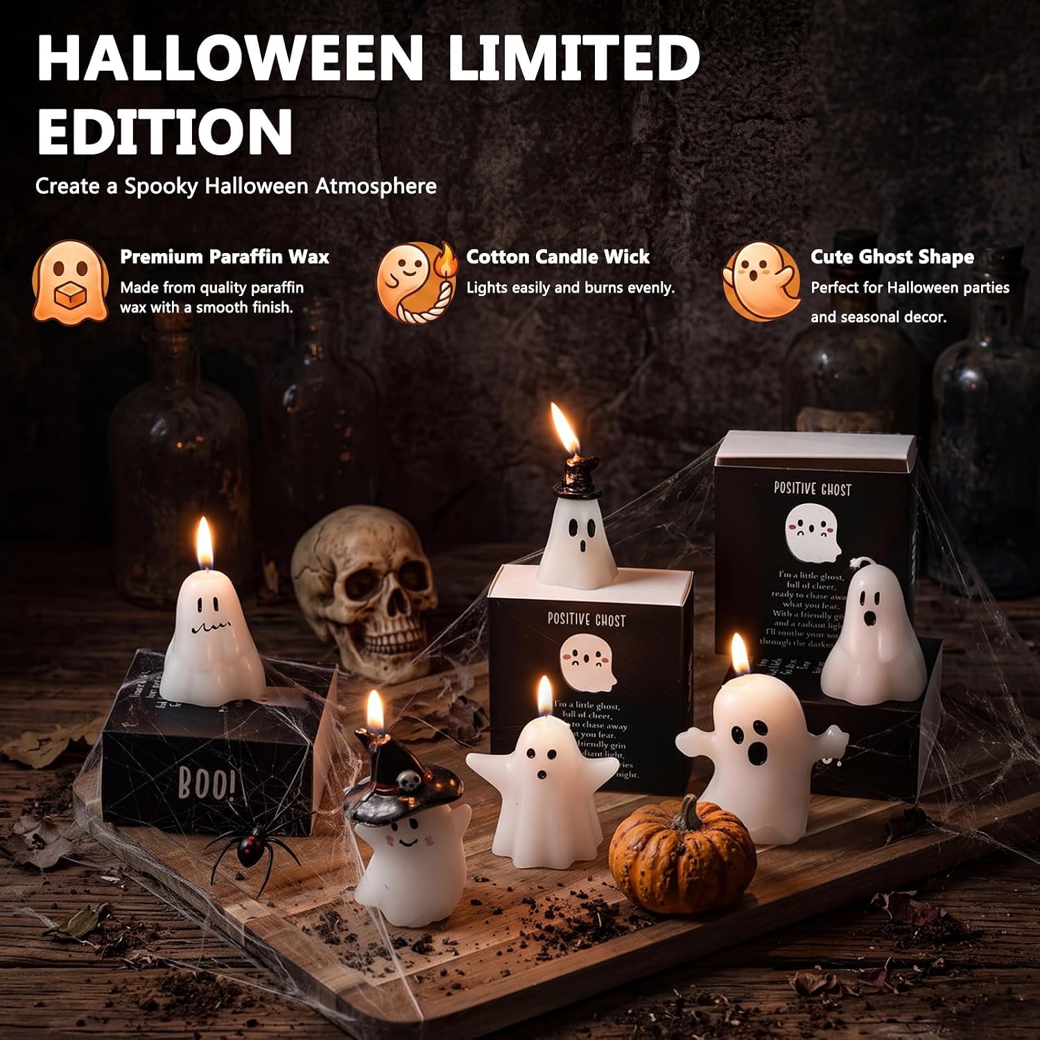 12 Sets Halloween Ghost Gifts Positive Ghost Candle for Adults Coworkers