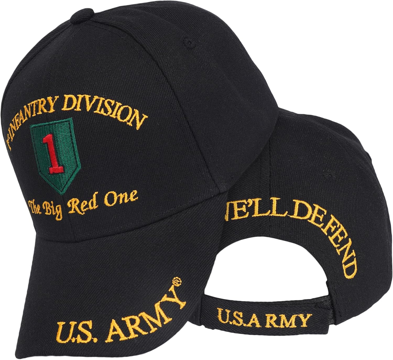 Army 1ST Infantry Division The Big RED ONE Direct Embroidered Hat - Black
