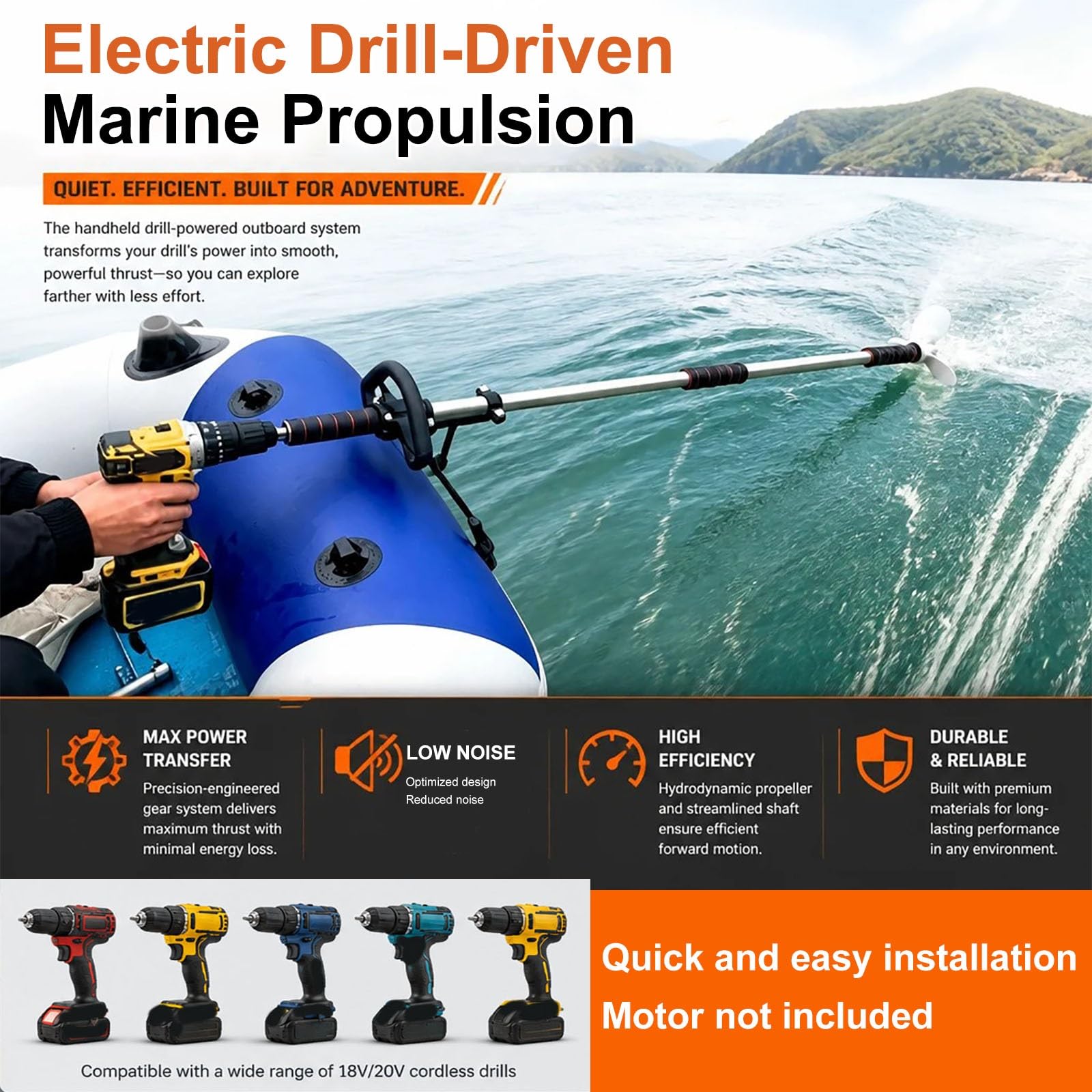 Drill Propeller Outdoor Emergency Raft Kajak Paddel, Handpropeller