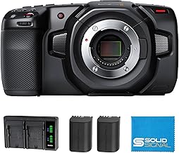 Blackmagic Design Paquete de energía de cámara de cine de bolsillo 4K (CINECAMPOCHDMFT4K): incluye dos (2) baterías LP-E6 adicionales, cargador de batería dual y paño de microfibra SolidSignal