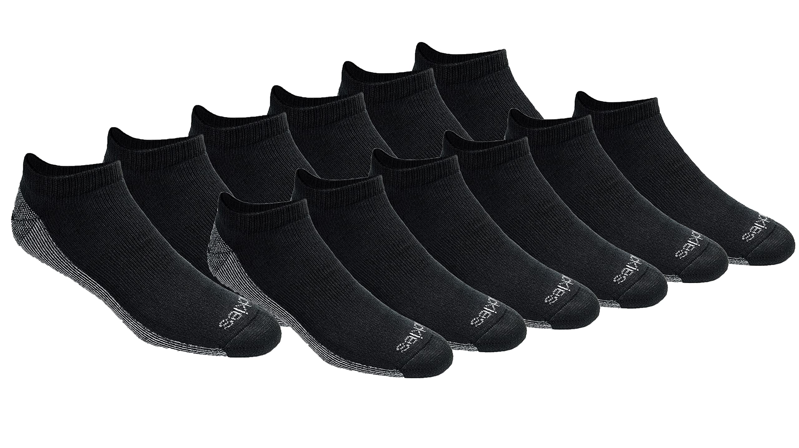 Dickies Men's Dri-Tech Moisture Control 6 Show Socks, Black (12 Pairs), Shoe Size: 6-12
